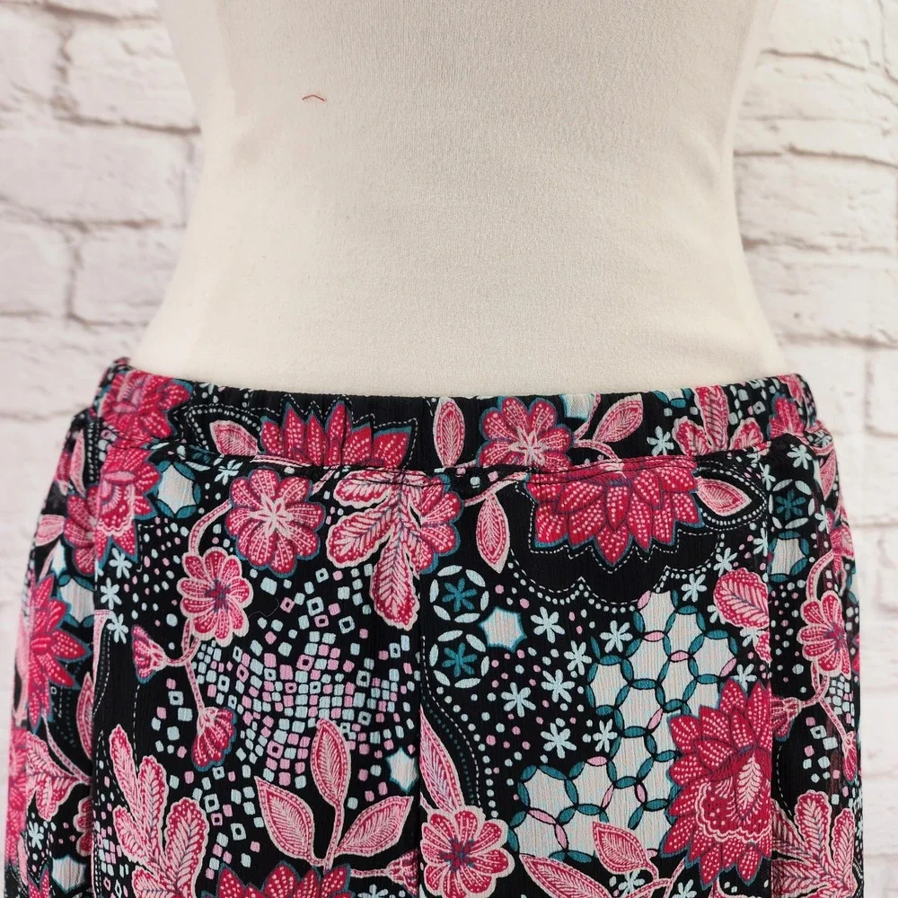 Vintage Y2K Fairy Slip Skirt Medium Pink‎ Floral Boho Cottage Midi Pull On Twee